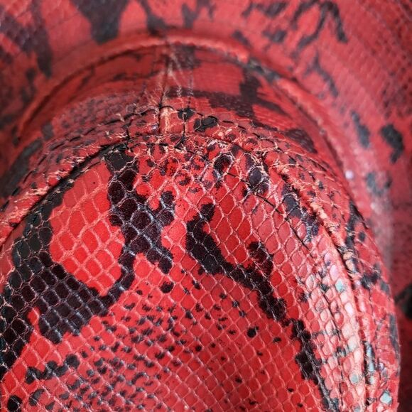 Vintage Kokin New York Red & Black Snakeskin Python Print Cowboy Hat 20' - Picture 5 of 8